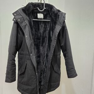 Black Hooded Parka Coat